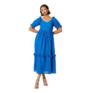 Dorothy Perkins Womens/Ladies Broderie Tiered Frill Midi Dress (8 UK) (Blue)