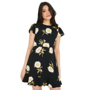 Dorothy Perkins Womens/Ladies Daisy Tiered Hem Flutter Mini Dress (14 UK) (Black)