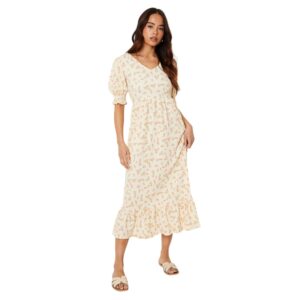 Dorothy Perkins Womens/Ladies Ditsy Print Tiered Petite Midi Dress (10 UK) (Ivory)