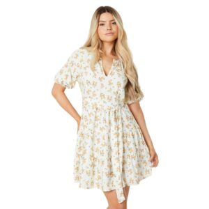 Dorothy Perkins Womens/Ladies Ditsy Print Tiered Puffed Mini Dress (8 UK) (Ivory)