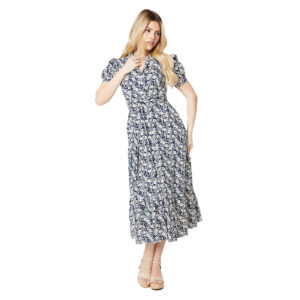 Dorothy Perkins Womens/Ladies Floral Tiered Hem Shirt Dress (14 UK) (Navy)