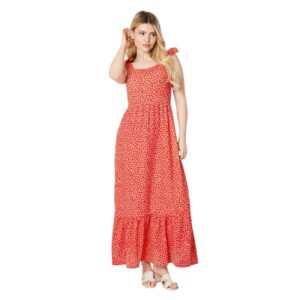 Dorothy Perkins Womens/Ladies Floral Tiered Tie Sleeves Midi Dress (16 UK) (Red)