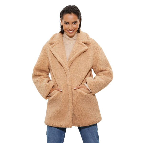 Dorothy Perkins Womens/Ladies Short Teddy Fleece Tall Coat (L) (Camel)