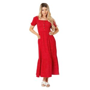 Dorothy Perkins Womens/Ladies Spotted Tiered Hem Midi Dress (8 UK) (Red)