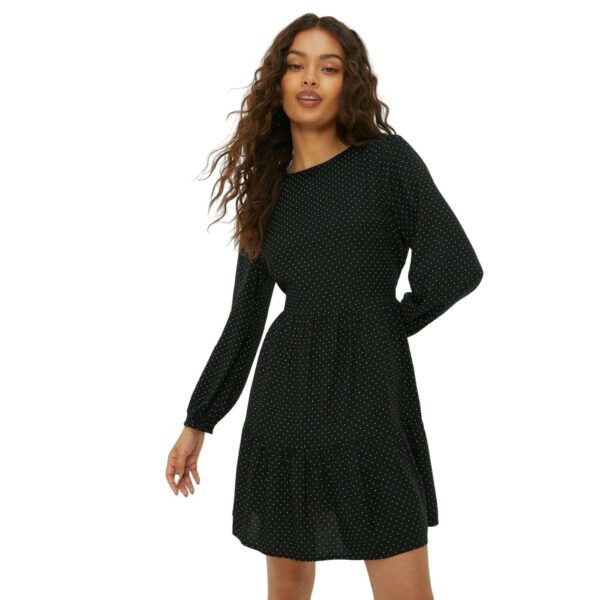 Dorothy Perkins Womens/Ladies Spotted Tiered Petite Mini Dress (8 UK) (Black)