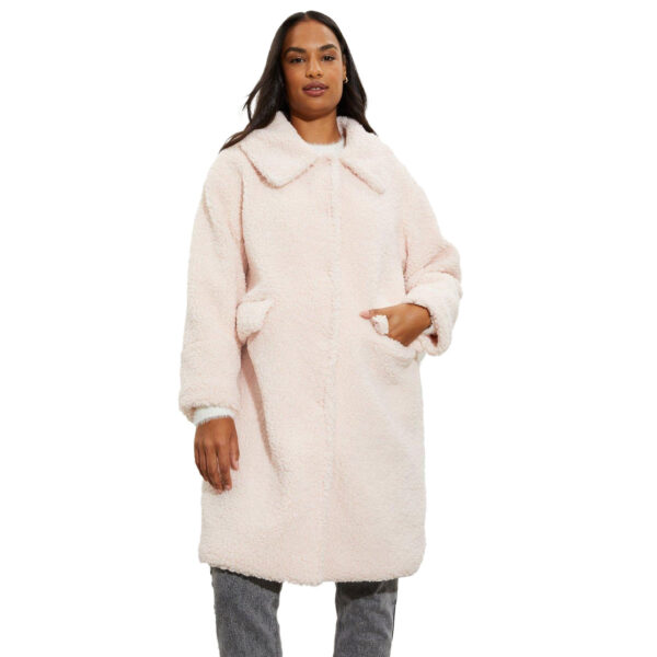 Dorothy Perkins Womens/Ladies Teddy Collared Longline Coat (S) (Pink)