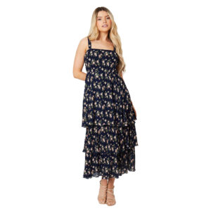 Dorothy Perkins Womens/Ladies Tiered Midi Dress (8 UK) (Navy)