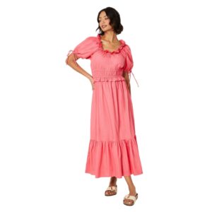 Dorothy Perkins Womens/Ladies Tiered Poplin Frill Midi Dress (8 UK) (Pink)