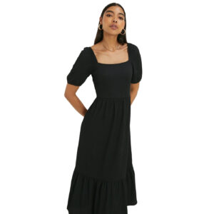 Dorothy Perkins Womens/Ladies Tiered Square Neck Midi Dress (18 UK) (Black)