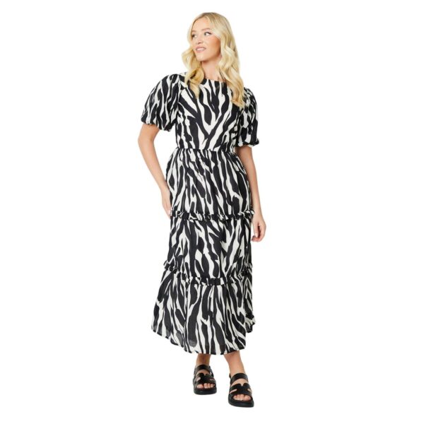 Dorothy Perkins Womens/Ladies Zebra Print Voile Tiered Midi Dress (8 UK) (Black/White)