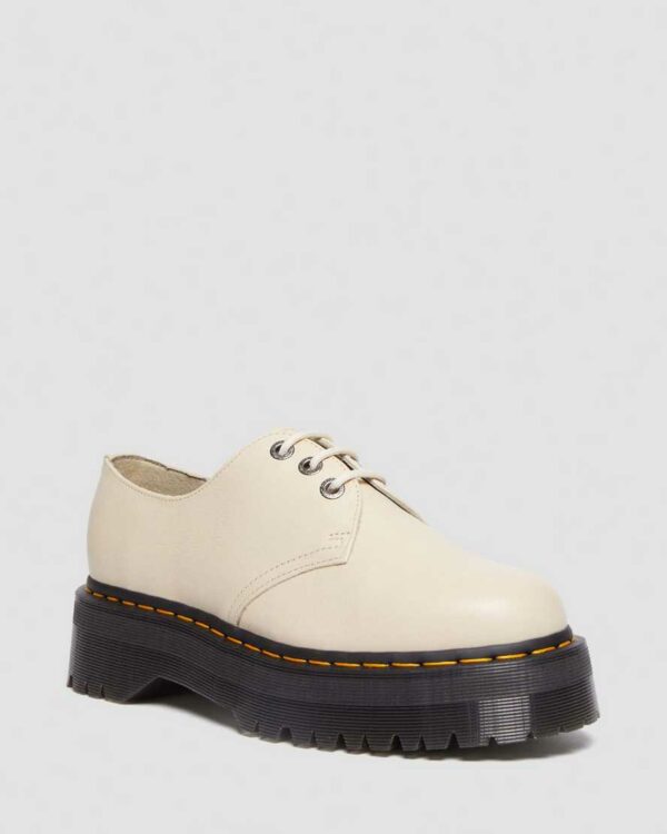 Dr. Martens Men's 1461 II Pisa Leather Platform Shoes in Cream, Soft Leather, Size: 3