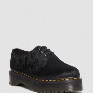 Dr. Martens Men's 1461 Quad Hair-On Platform Shoes in Black, Size: 3