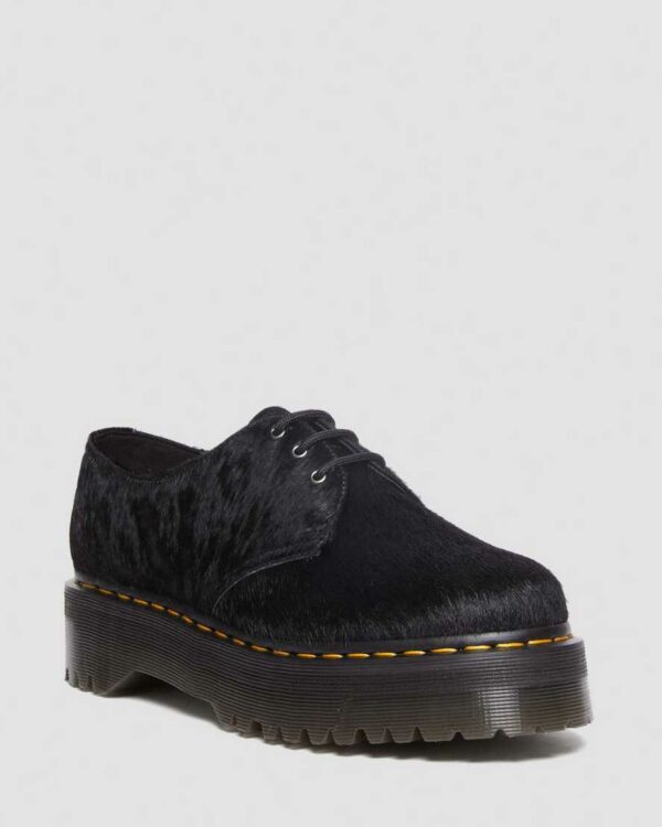 Dr. Martens Men's 1461 Quad Hair-On Platform Shoes in Black, Size: 3