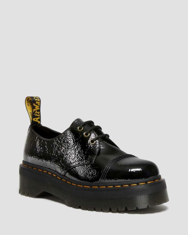 Dr. Martens Men's 1461 Quad Patent Leather Platform Shoes in Black, Size: 3