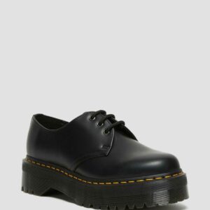 Dr. Martens Men's 1461 Quad Smooth Leather Platform Shoes in Black, Size: 3