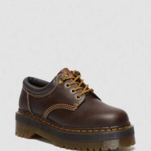 Dr. Martens Men's 8053 Quad II Crazy Horse Leather Platform Shoes in Brown, Size: 3