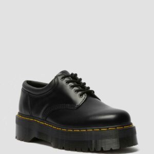 Dr. Martens Men's 8053 Quad Smooth Leather Platform Shoes in Black, Size: 3