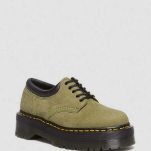 Dr. Martens Men's 8053 Tumbled Nubuck Leather Platform Shoes in Green, Size: 3