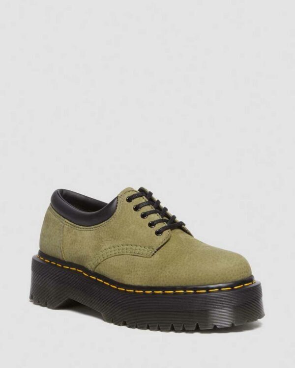 Dr. Martens Men's 8053 Tumbled Nubuck Leather Platform Shoes in Green, Size: 3