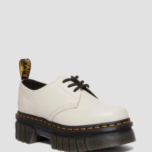 Dr. Martens Men's Audrick Nappa Lux Leather Platform Shoes in Grey/Cream, Size: 3