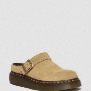 Dr. Martens Men's Laketen Bronx Suede Platform Mules Shoes in Tan/Brown, Size: 3