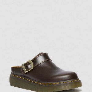 Dr. Martens Men's Laketen Leather Platform Mules Shoes in Brown, Size: 3