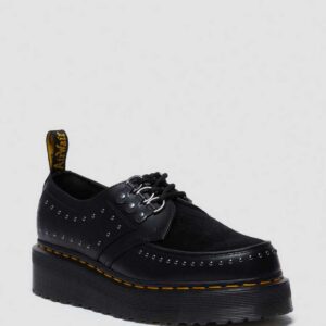 Dr. Martens Men's Ramsey 3-Eye Leather Platform Creepers Shoes in Black, Size: 3