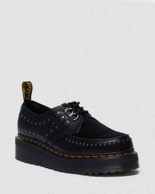 Dr. Martens Men's Ramsey 3-Eye Leather Platform Creepers Shoes in Black, Size: 3