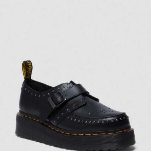 Dr. Martens Men's Ramsey Monk Strap Leather Platform Creepers Shoes in Black, Size: 3