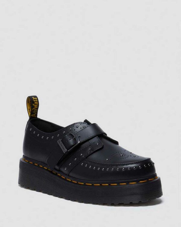 Dr. Martens Men's Ramsey Monk Strap Leather Platform Creepers Shoes in Black, Size: 3