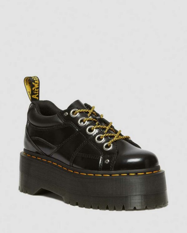 Dr. Martens Women's 5-Eye Max Buttero Leather Platform Shoes in Black, Size: 3