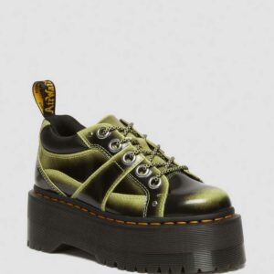 Dr. Martens Women's 5-Eye Max Distressed Leather Platform Shoes in Black/Green, Size: 4