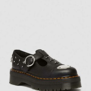 Dr. Martens Women's Bethan Piercing Leather Platform Mary Jane Shoes in Black/Metallic, Size: 3