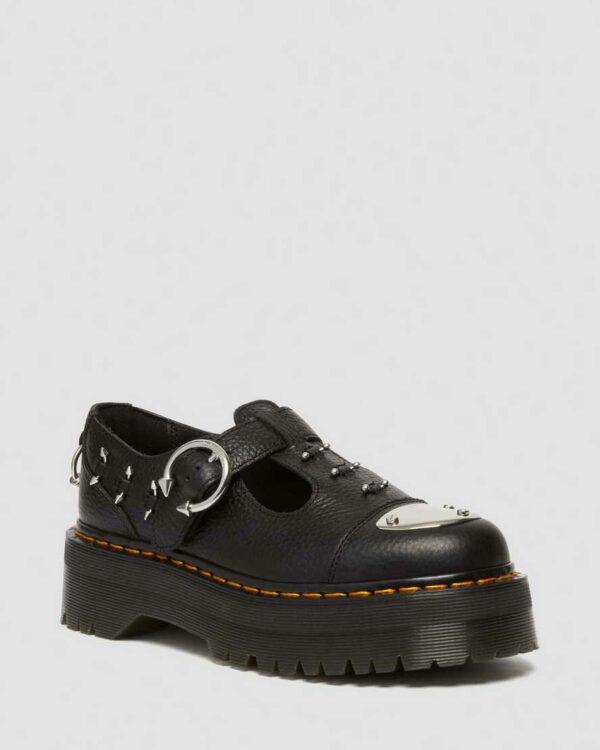 Dr. Martens Women's Bethan Piercing Leather Platform Mary Jane Shoes in Black/Metallic, Size: 3