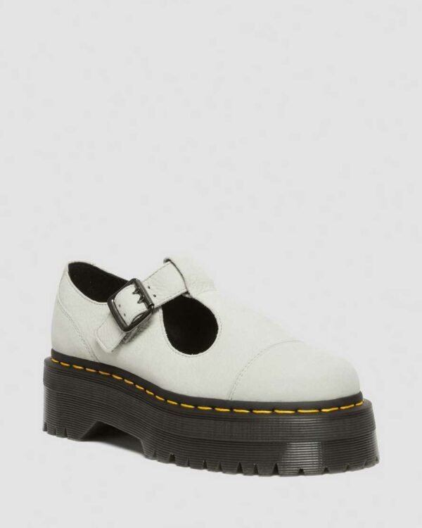 Dr. Martens Women's Bethan Tumbled Nubuck Leather Platform Mary Jane Shoes in Cream/Green, Size: 3