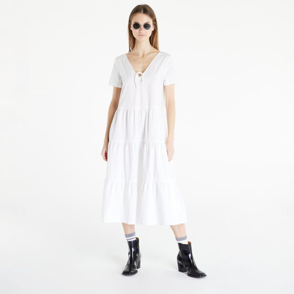 Dress Tommy Jeans Poplin Tiered Short Sleeve Dress White S