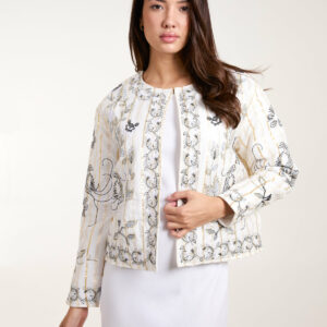 Embroidered Quilted Jacket - S / IVORY