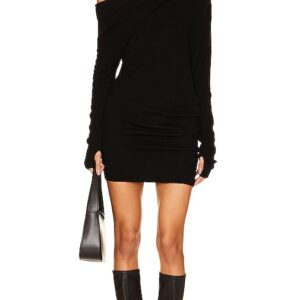 Enza Costa Slouch Sweater Dress in Black. Size XL, XS.