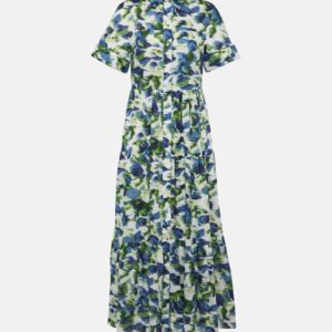 Erdem Floral tiered cotton poplin midi dress