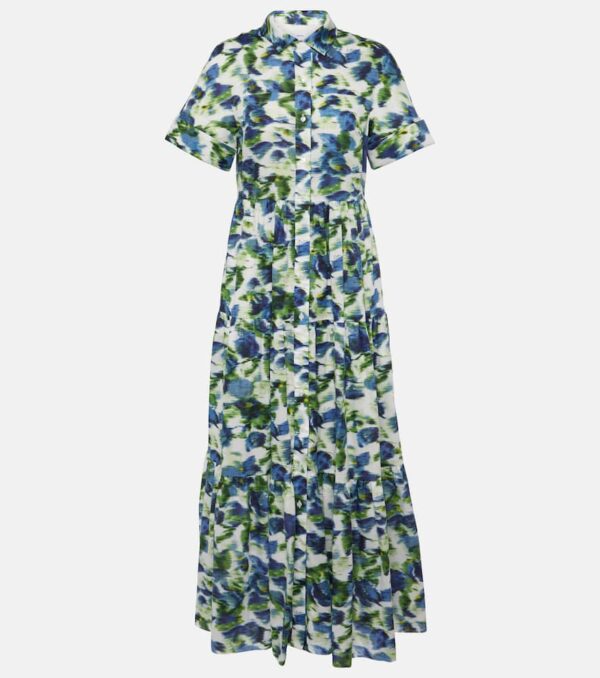 Erdem Floral tiered cotton poplin midi dress