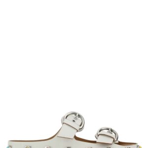 Etro Chalk Leather Crown Me Slippers