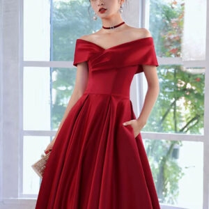 Evening Dress 2024 A-Line Bateau Neck Matte Satin Floor-Length Pleated Formal Dinner Dresses Free Customization