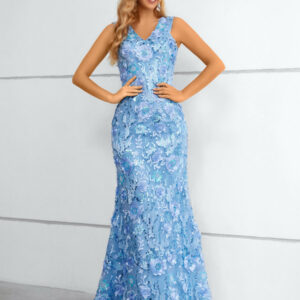 Evening Dress 2024 Mermaid V-Neck With Train Sleeveless Backless Lace Social Pageant Dresses