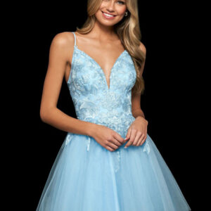 Fashion With Homecoming Dress Sleeveless Backless Short A-Line V-Neck Polyester Lace Water Blue Party Dress