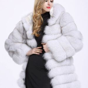 Faux Fox Fur Coat Hooded Lavish Winter Outerwear For Women