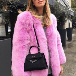 Faux Fur Coat Long Sleeves Open Front Winter Outerwear For Women