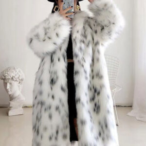 Faux Fur Coat Two Tone 2024 Winter Long Outerwear For Women