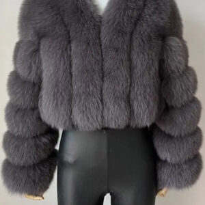 Faux Fur Coat V-Neck Long Sleeves Winter Outerwear For Women