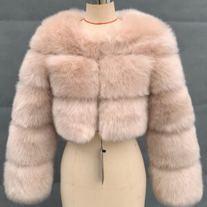 Faux Fur Coats Camel Raised Waist Long Sleeves Faux Fur Jacket Women Coat