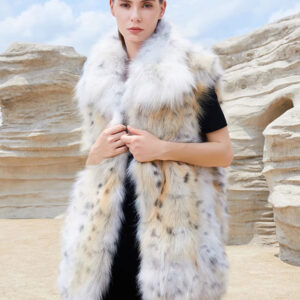 Faux Fur Coats For Women Sleeveless Animal Print Oversized Winter Coat